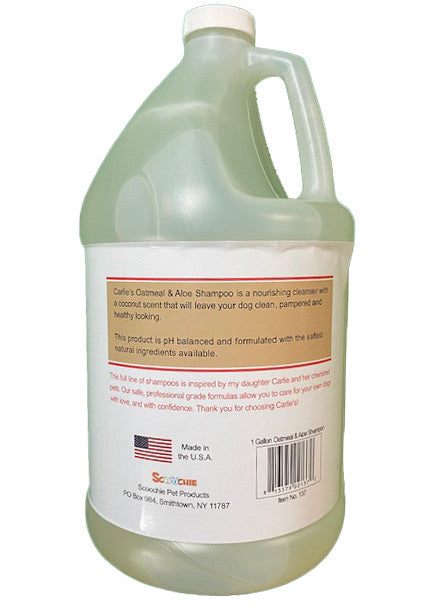 Carlies Ultra Premium Oatmeal & Aloe Shampoo, Coconut Scent For Dogs Gallon Groomer Bottle