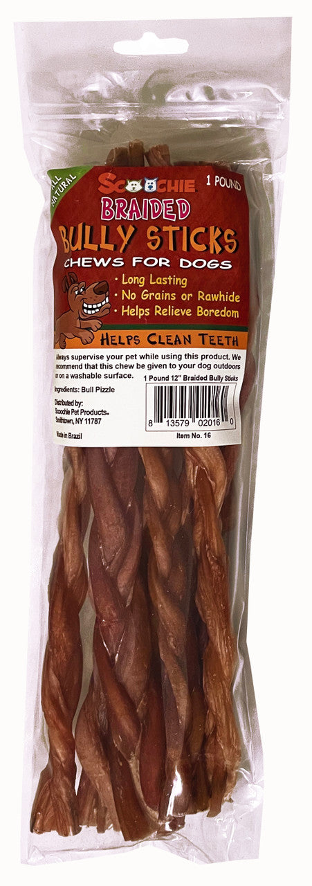 1 lb. 12 Inch BRAIDED Bully Sticks In Zip Lock Bag