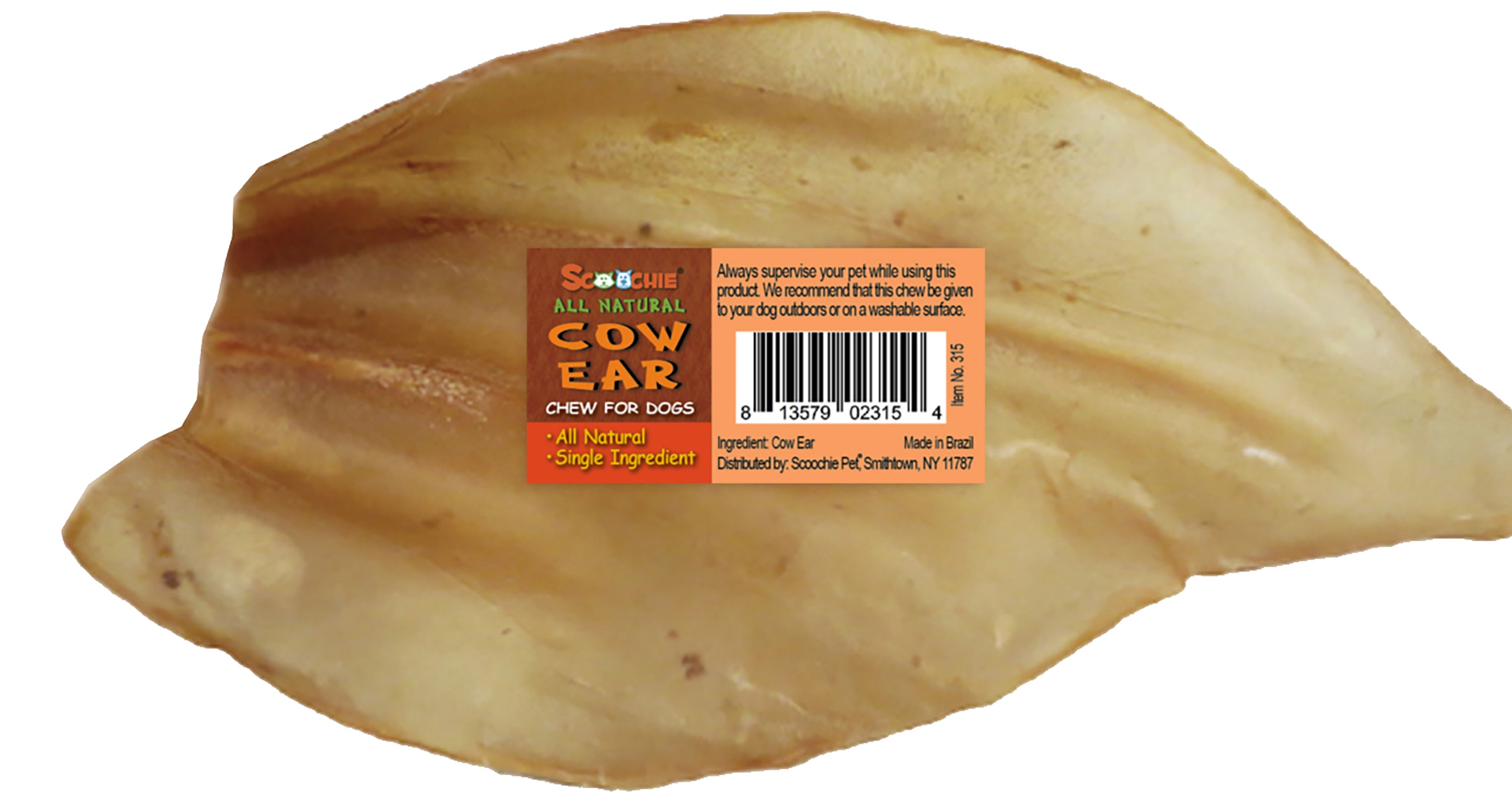 Natural Cow Ear Shrink With UPC and Color Sticker (Pack of 20)