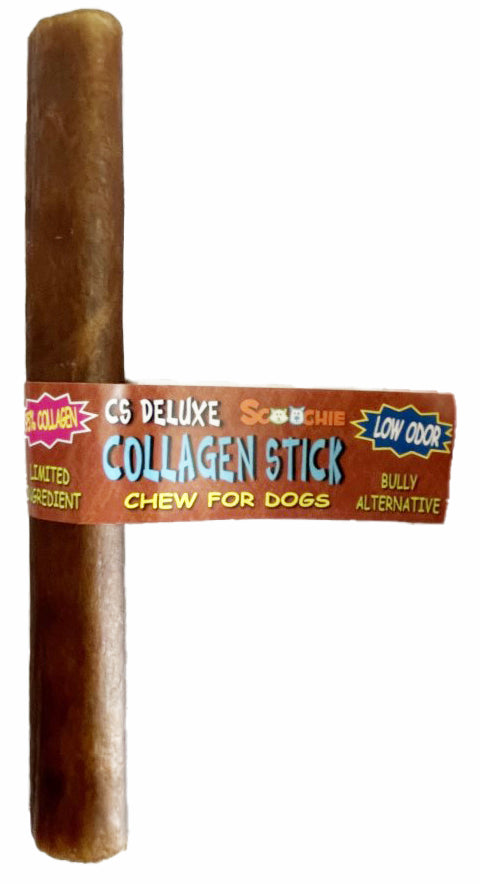 6 Inch CS Deluxe Collagen Stick with Cigar Band and UPC (Pack of 20)