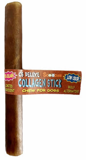 6 Inch CS Deluxe Collagen Stick with Cigar Band and UPC (Pack of 20)