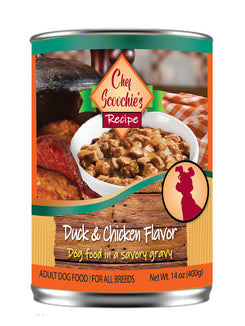 Chef Scoochies Duck & Chicken Dog Food in Gravy 14 Ounce Pop Top Can (Pack of 16)