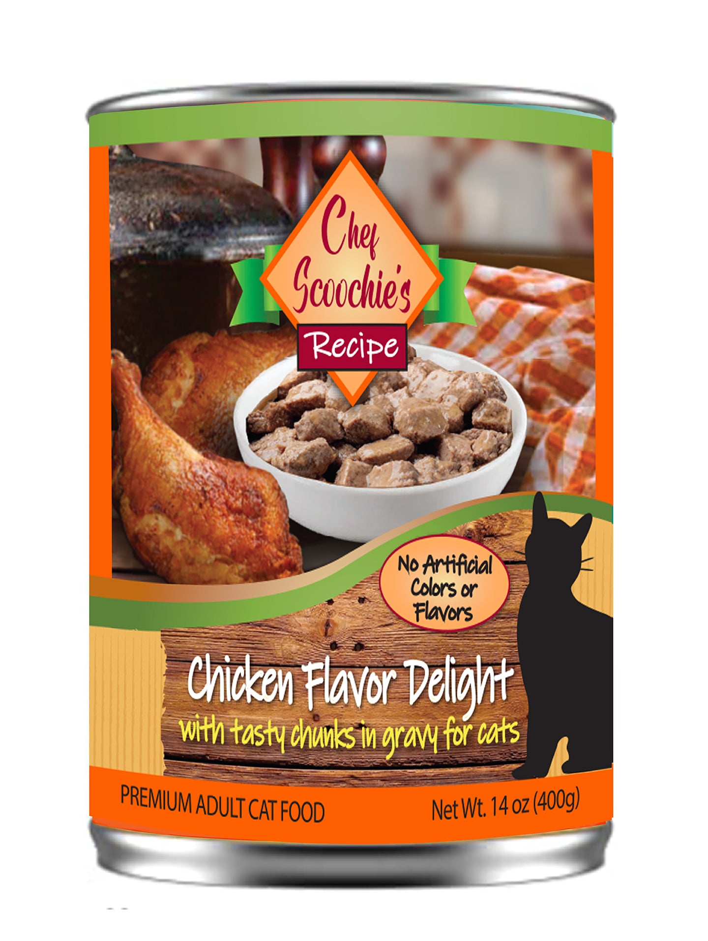 Chef Scoochies Chicken Chunky Cat Food 14 Ounce Pop Top Can (Pack of 16)