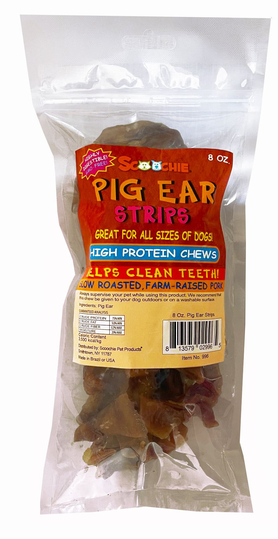 Pig Ear Strips 8 Ounce Zip Lock Bag (Pack of 10)