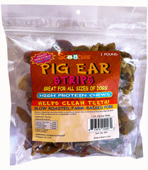 Pig Ear Strips 1 lb. Zip Lock Bag (Pack of 4)