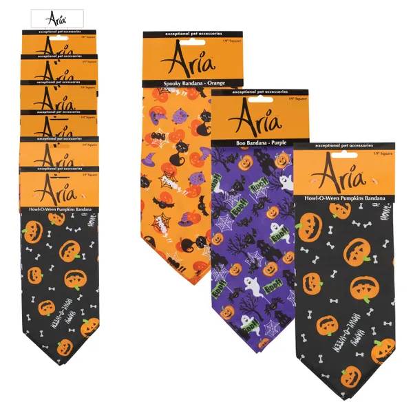 Aria Halloween Bandanas 12Pc Retail Display Strip