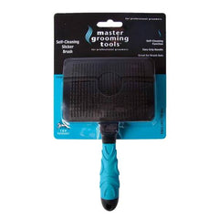 Master Grooming Tools Self-cleaning slicker brush L Blu