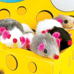 Zanies Fur Mice Cheese Wedge Cat Toy Display, 60 Pieces