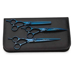 Master Grooming Tools 5200 Blue Titanium Lefty 3-Piece Shear Kits