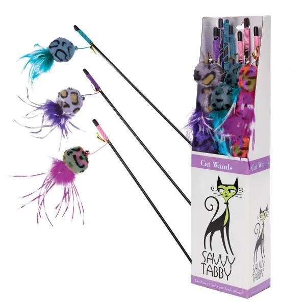 Savvy Tabby Tickle Teasers Cat Toys Display 12 pc