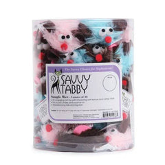 Savvy Tabby Snuggle Mice Cat Toyss Canister 48 pc