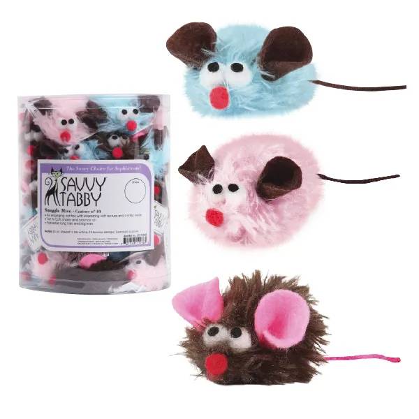 Savvy Tabby Snuggle Mice Cat Toyss Canister 48 pc