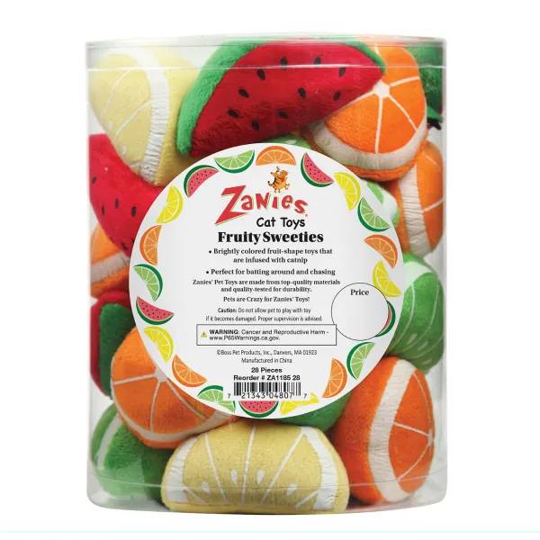Zanies Fruity Sweeties Cat Toys Canister 28Pcs