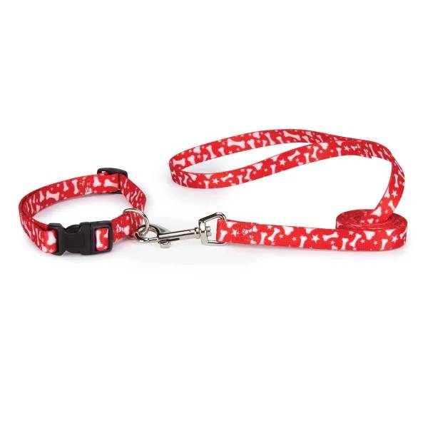Casual Canine Patterns Lead Bone 6Ftx1In Red