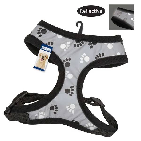 Casual Canine Reflective Pawprint Harness L Black
