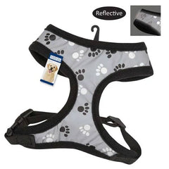 Casual Canine Reflective Pawprint Harness L Black