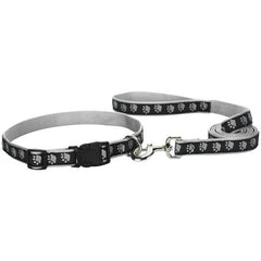 Casual Canine TwoTone Pawprint Lead 6Ftx1In Black