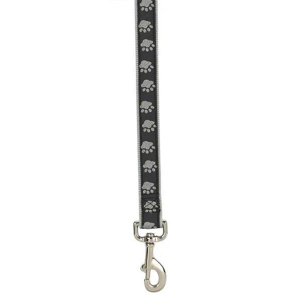 Casual Canine TwoTone Pawprint Lead 6Ftx1In Black
