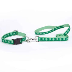 Casual Canine TwoTone Pawprint Lead 6Ftx1In Green