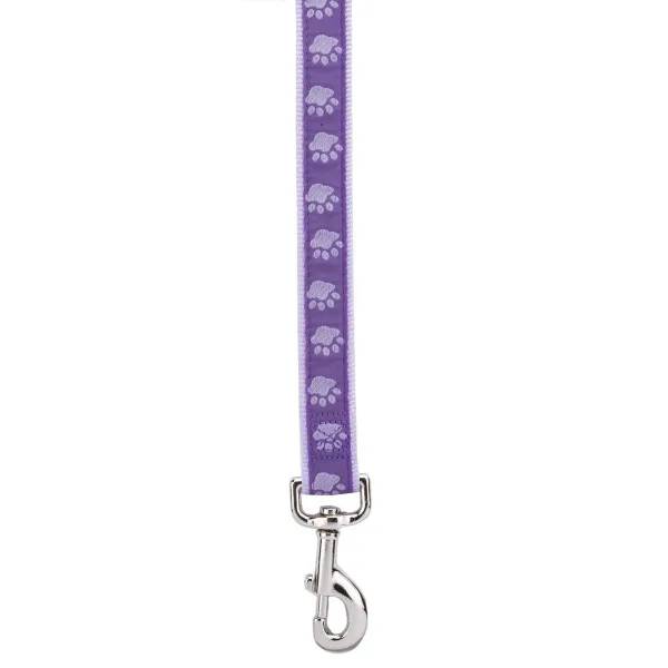 Casual Canine TwoTone Pawprint Lead 6Ftx1In Purple