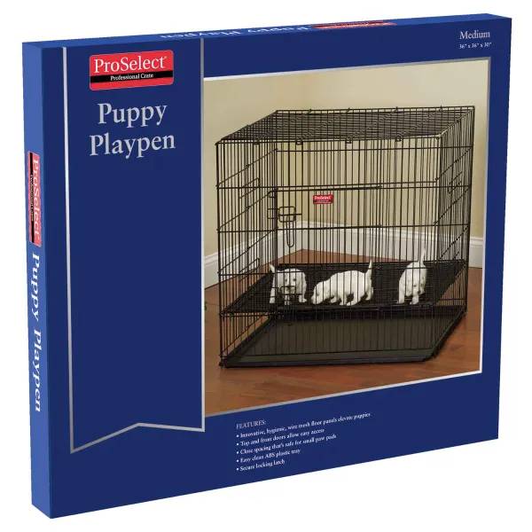 ProSelect Puppy PlayPen w/Plastic Pan M Black