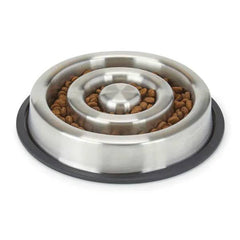 ProSelect Stainless Steel Heavy Duty Slow Feeder with Non-Skid Ring Small