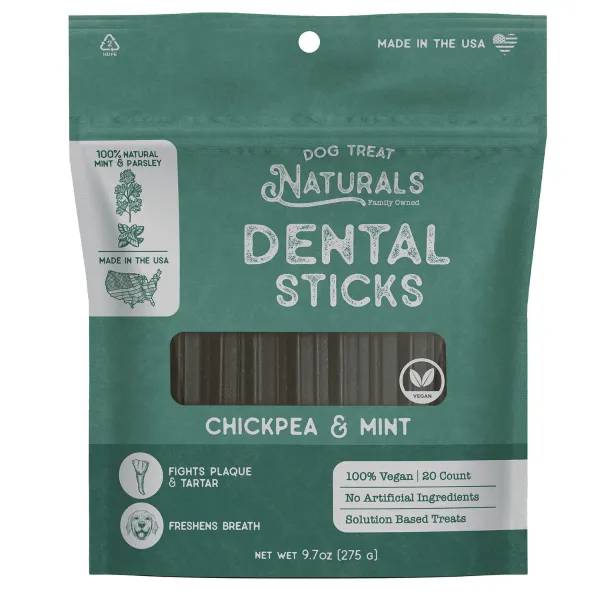 Dog Treat Naturals Chickpea & Mint Dental Sticks 20ct