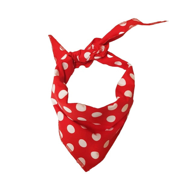 White Dots Doggie Bandana, Red,Medium, (Pack of 10)