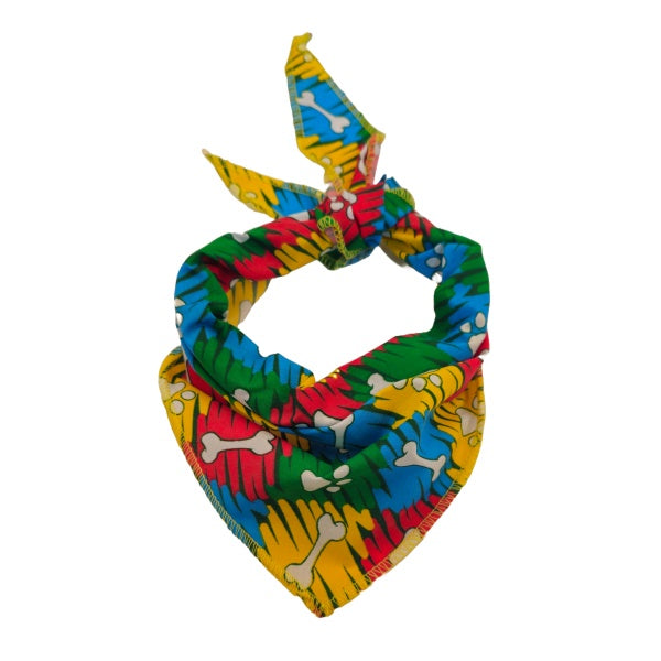 Paws & Bones Bandana, Orange, Green,Large, (Pack of 10)
