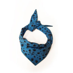 Black Pawprints Bandana, Blue,Small, (Pack of 10)