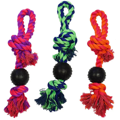 Amazing Pet Rope Tug W/Pimple Ball
