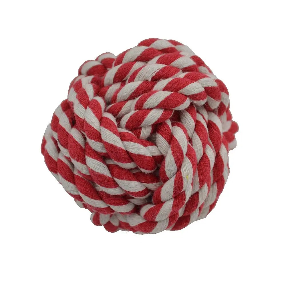 Amazing Pet Rope Ball 3.75" Red/White