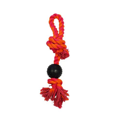 Amazing Pet Rope Tug W/3" Pimple Ball Orange/Magenta
