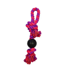 Amazing Pet Rope Tug W/3" Pimple Ball Purple/Magenta