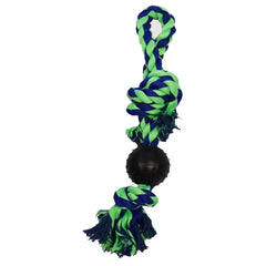 Amazing Pet Rope Tug W/Pimple Ball 4" Blue/Green