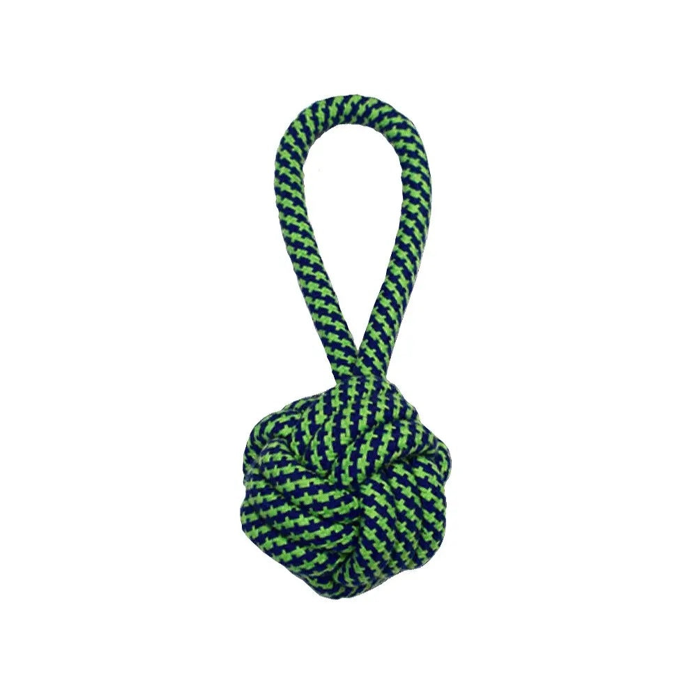 Amazing Pet Rope Ball W/Loop Handle Blue/Green 4.5"