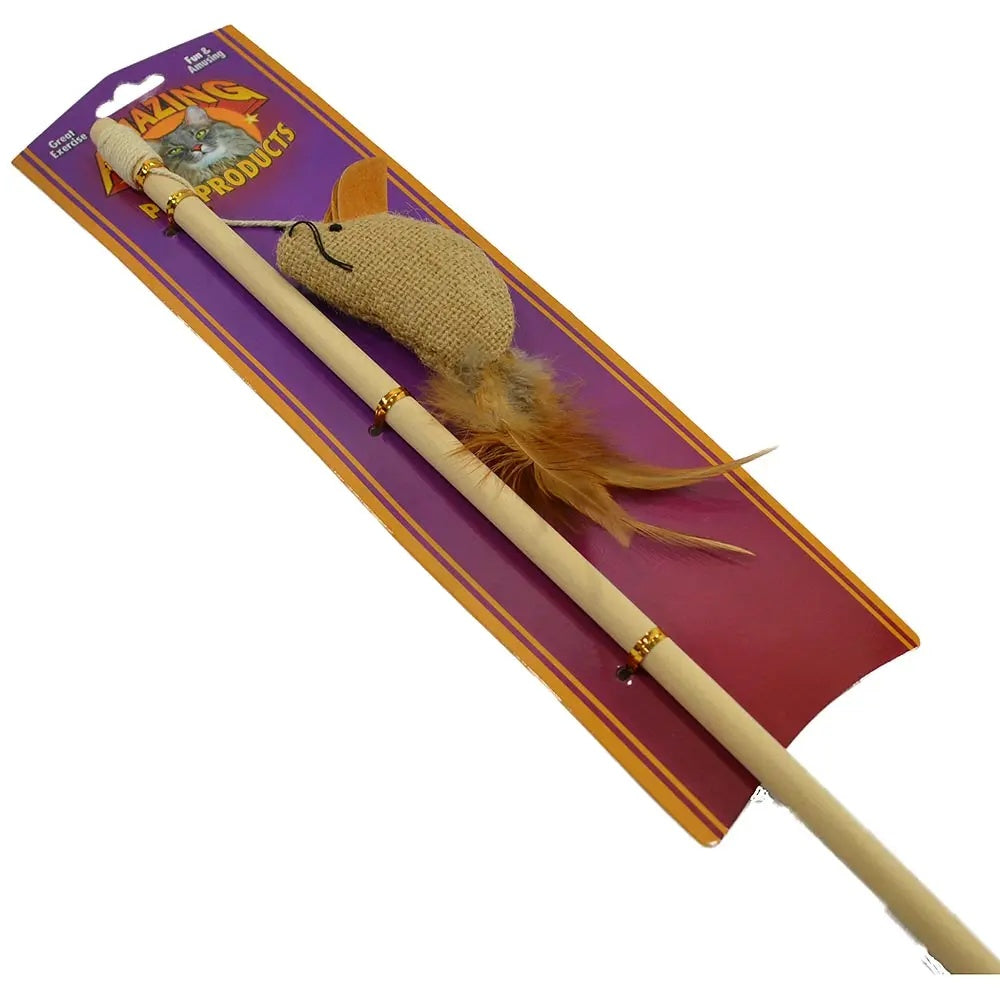 Amazing Pet Cat Wand W/Natural Mouse