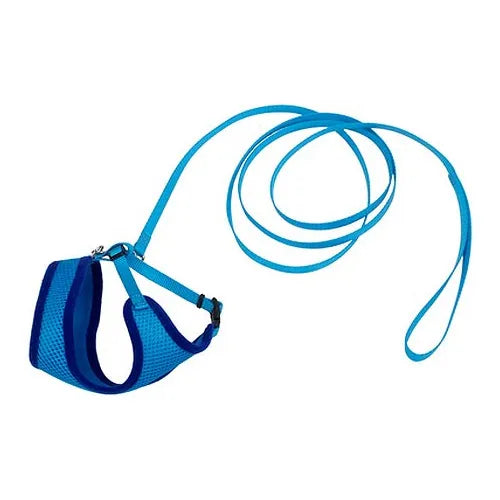 Coastal Comfort Soft Cat Mesh Harness with 6' Leash Blue Lagoon