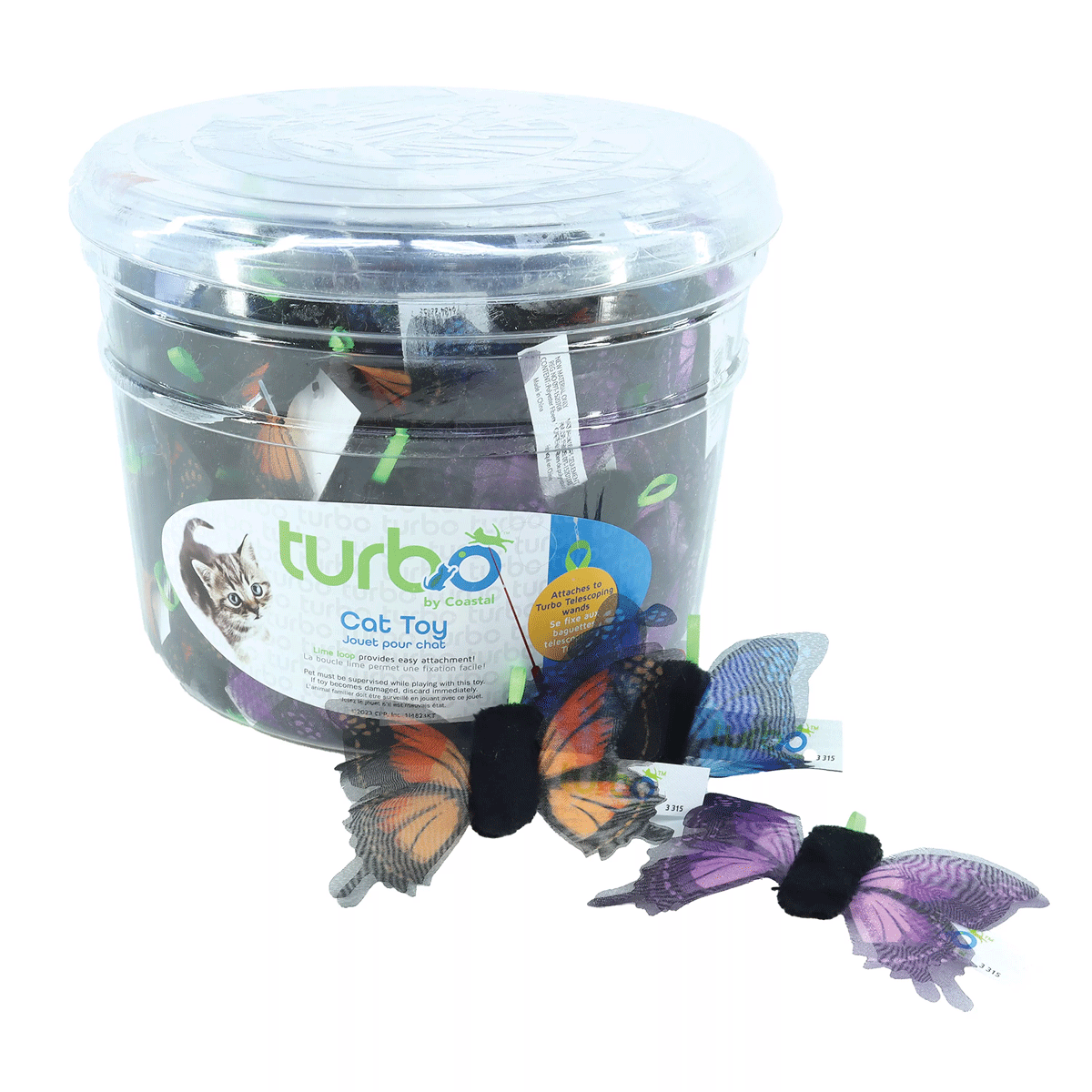 Coastal Turbo Cat Toy Bin w/Loop Butterfly w/Wings 100pcs