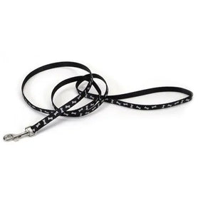 Pet Attire Lead 6' x 3/8 Black w/Bones