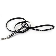 Pet Attire Lead 6' x 3/8 Black w/Bones