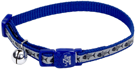 Coastal Lazerr Brite Cat Safe Collar Blue Fish Bone
