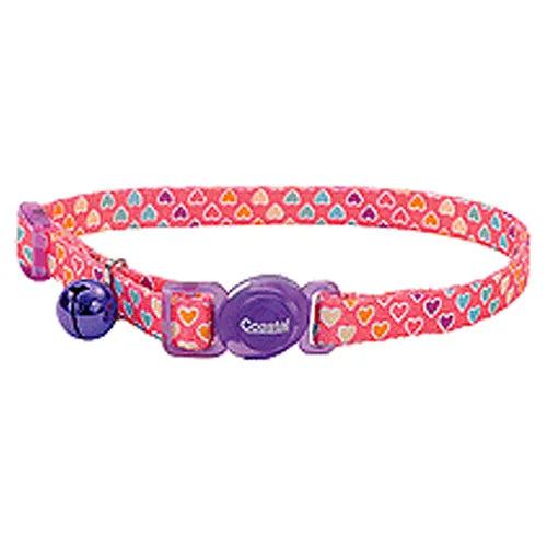Coastal Safe Cat Fashion Breakaway Cat Collar Multi-Colored Hearts