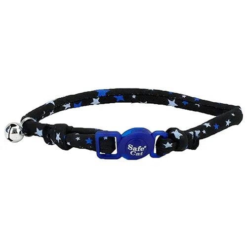 Coastal Safe Cat Round Fashion Collar 8-12x3/8 Black Stars
