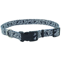 Pet Attire Adj Collar 18-26x1 Black w/Skulls