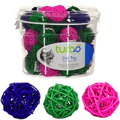 Coastal TurboCat Toy Bin Wicker Balls 48ct
