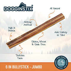 DOGGINSTIX Bully Sticks 6" Jumbo