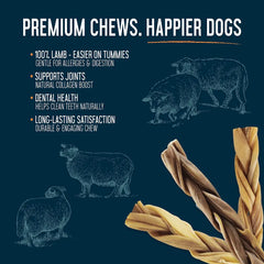 DOGGINSTIX Braided Lamb Collagen 6"