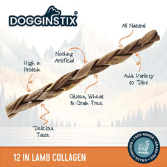 DOGGINSTIX Braided Lamb Collagen 12"