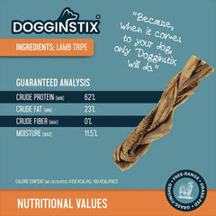 DOGGINSTIX Braided Lamb Tripe 6"